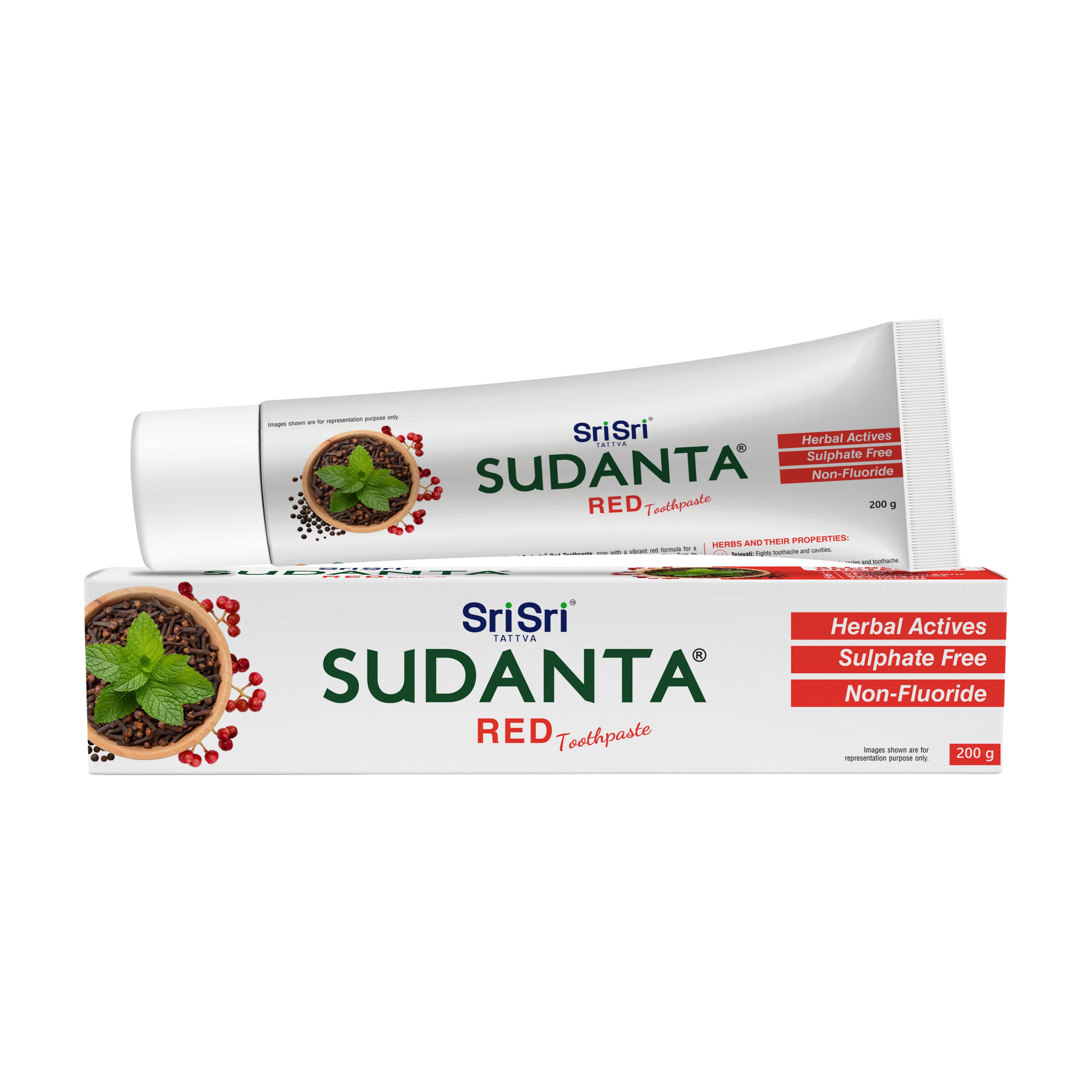 Sudanta Red Toothpaste - Non - Fluoride - 100% Vegetarian, 200 g