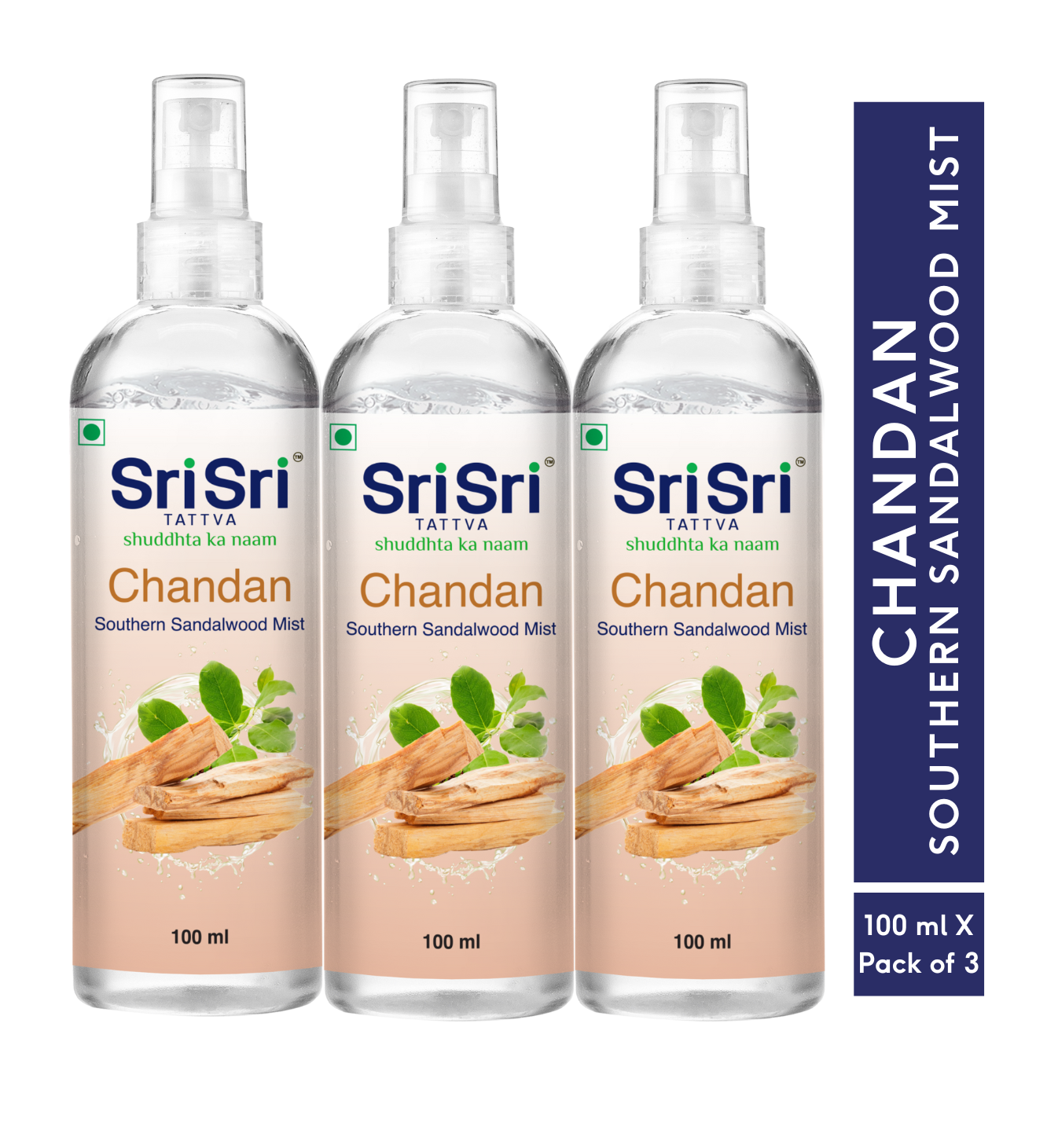 Chandan - Southern Sandalwood Mist | Spray Bottle, 100 ml x Pack of 3